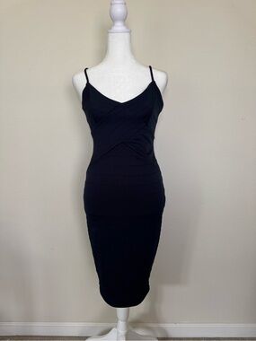 Women's Navy Blue Midi Bodycon Slip Dress